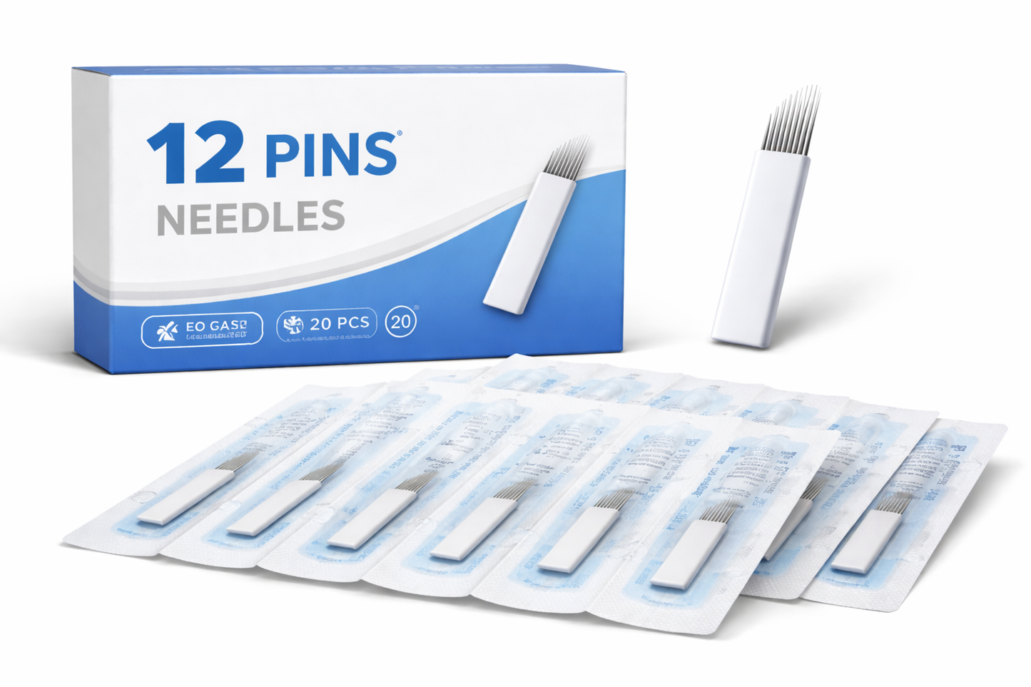 12 Pins Eyebrow Tattoo Needle (NO.004) - Igły do Ręcznego Tatuowania Brwi 20szt