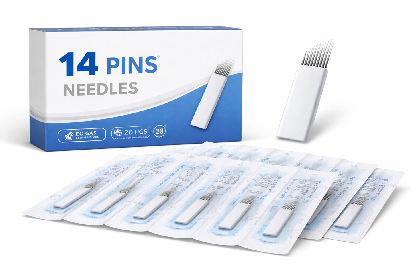 14 Pins Eyebrow Tattoo Needle (NO.005) - Igły do Ręcznego Tatuowania Brwi 20szt