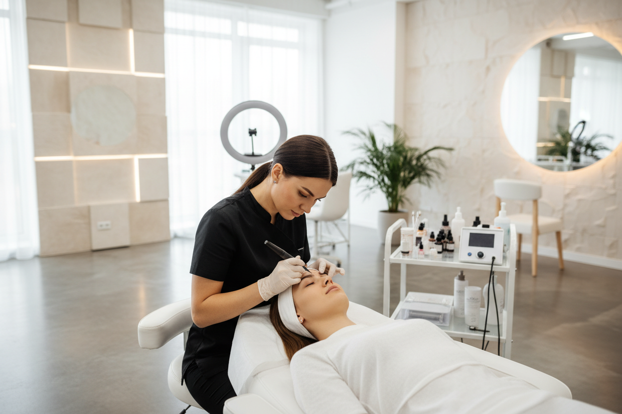 Professional PMU Artist at Work